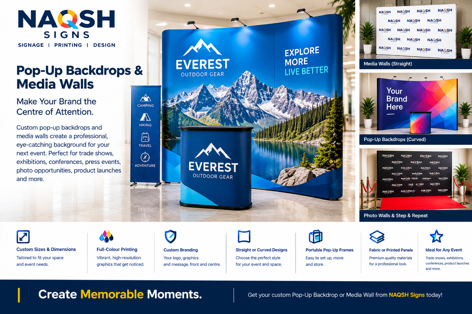 Pop-up backdrops & media walls